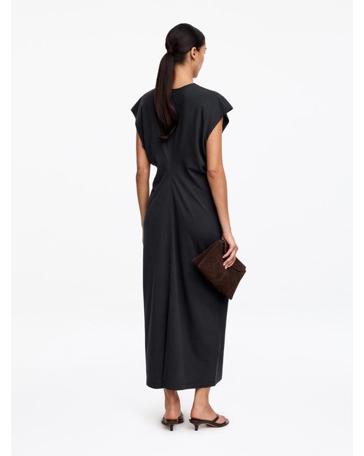 ARKET Black Draped Midi Dress