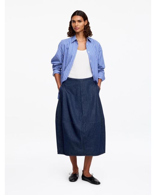 ARKET Blue Barrel Denim Skirt