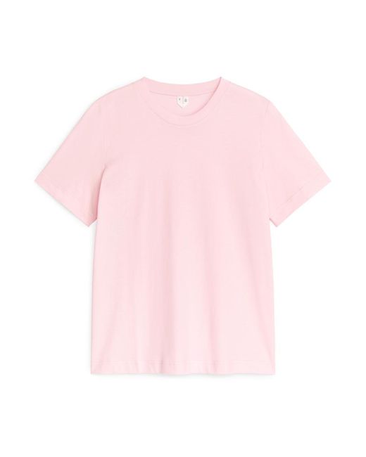 ARKET Pink T-Shirt Mit Rundhalsausschnitt
