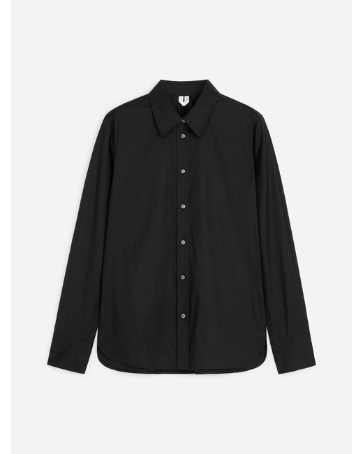ARKET Black Slim Stretch Cotton Shirt