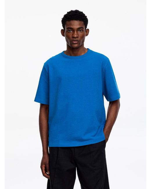 ARKET Blue Relaxed Bouclé T-Shirt for men