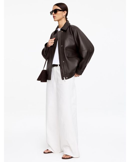 ARKET Brown Relaxed Leather Jacket