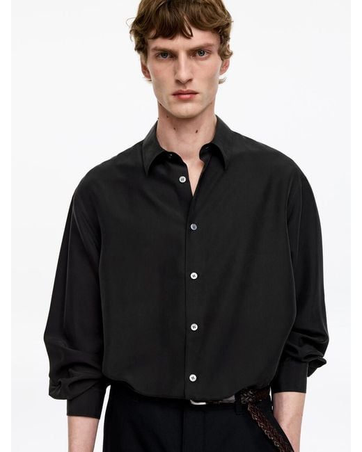 ARKET Black Relaxed Silk Shirt for men