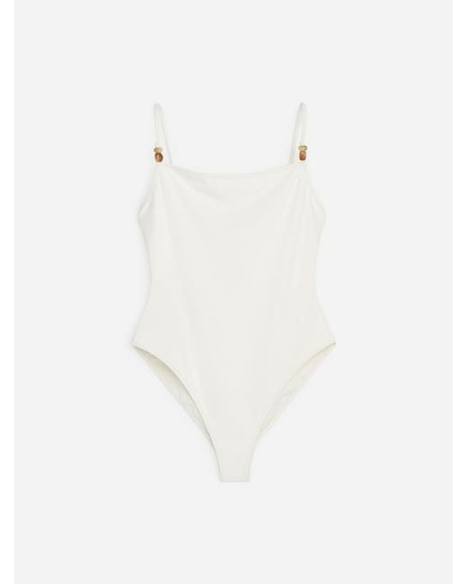 ARKET White Beaded Swimsuit