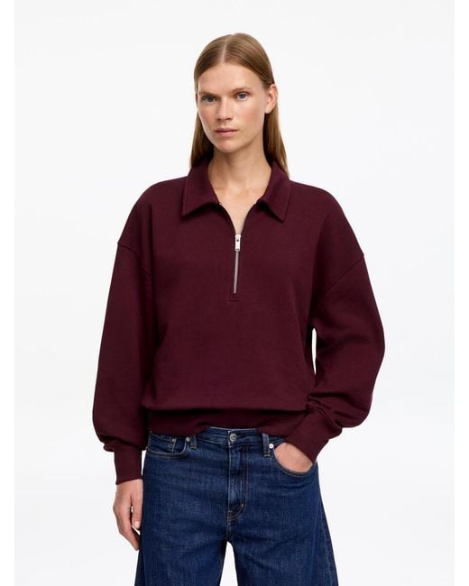 ARKET Red Half-Zip Polo Sweatshirt