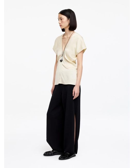 ARKET Natural Draped Satin Top