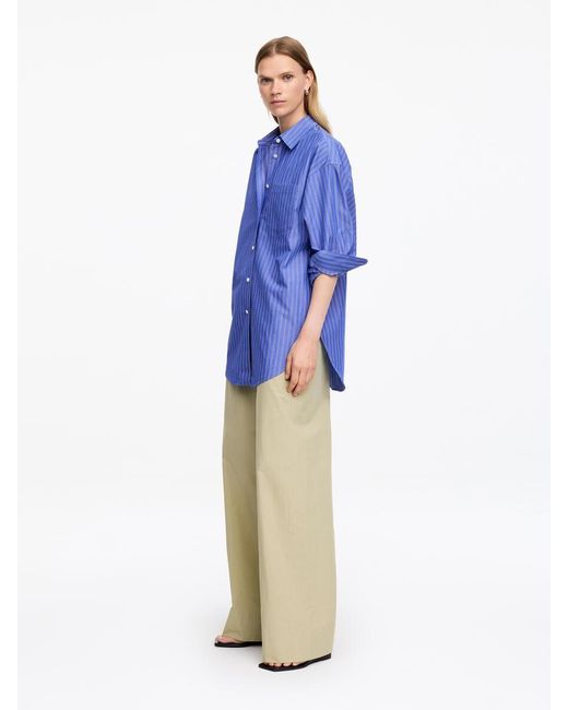 ARKET Blue Relaxed Cotton Trousers