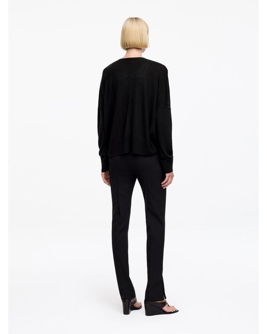 ARKET Black Wool-Lyocell Cardigan