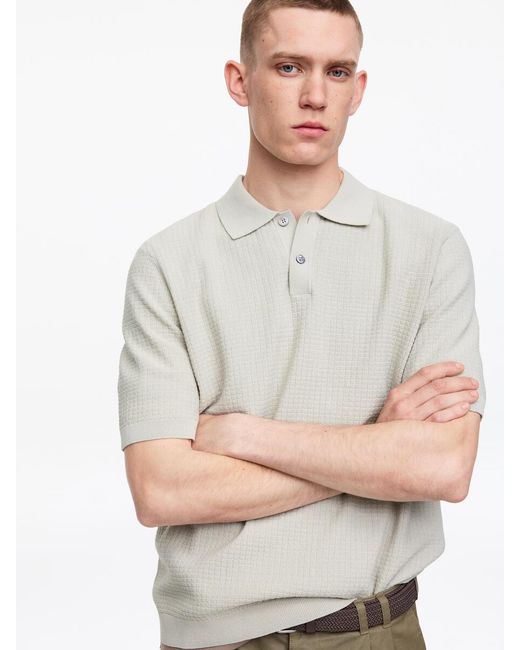 ARKET Gray Knitted Cotton Polo Shirt for men