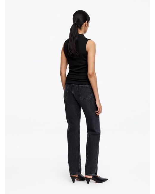 ARKET Black Mock-Neck Ribbed Top