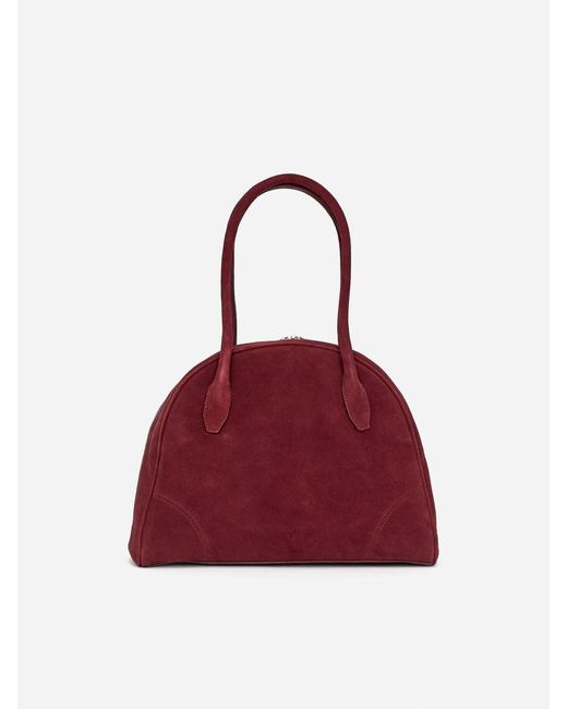 ARKET Red Split Suede Bowling Bag