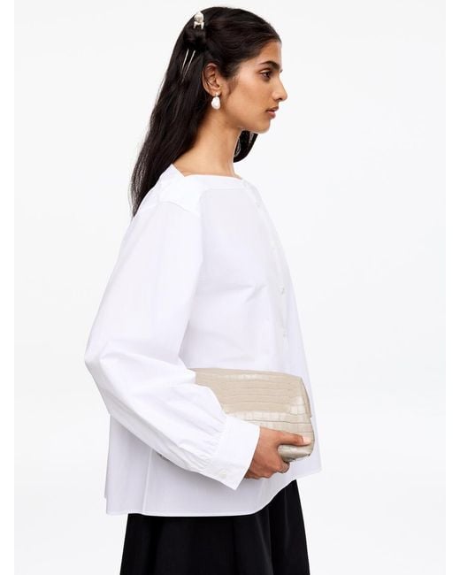 ARKET Natural Croco-Embossed Leather Clutch