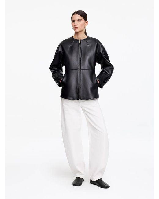 ARKET Black Leather Ballet Flats