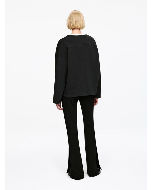 ARKET Black Open-Placket Sweatshirt