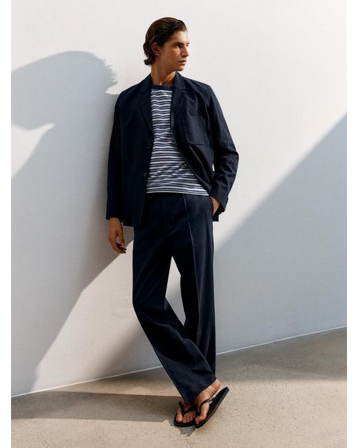 ARKET Blue Linen Blend Blazer for men