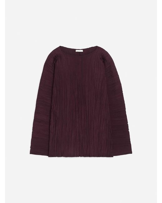 ARKET Purple Volume-Sleeve Plissé Top