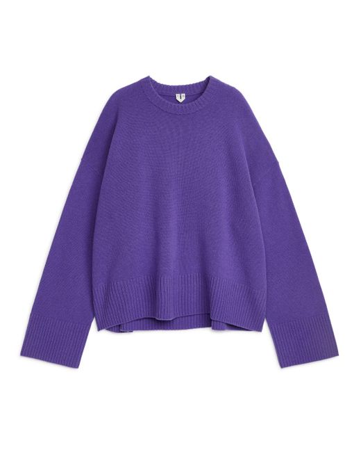 ARKET Purple Relaxed Cashmere-wool Jumper