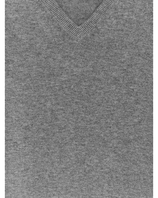 ARKET Gray Cotton-Wool V-Neck Jumper