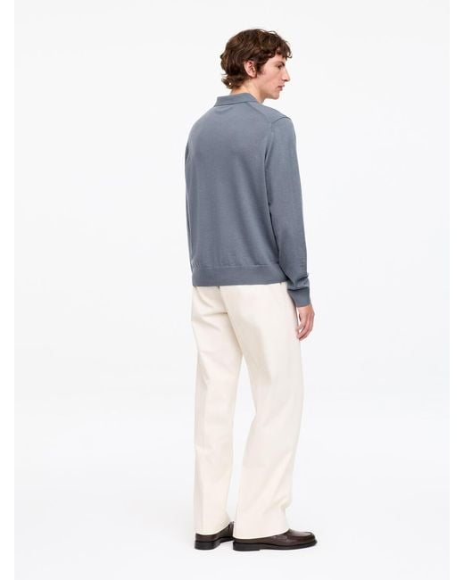 ARKET Blue Merino Polo Jumper for men
