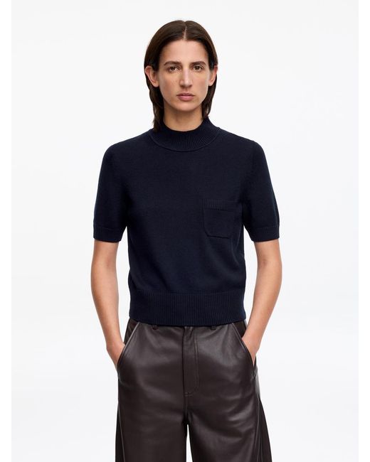 ARKET Blue Short-Sleeve Merino Jumper