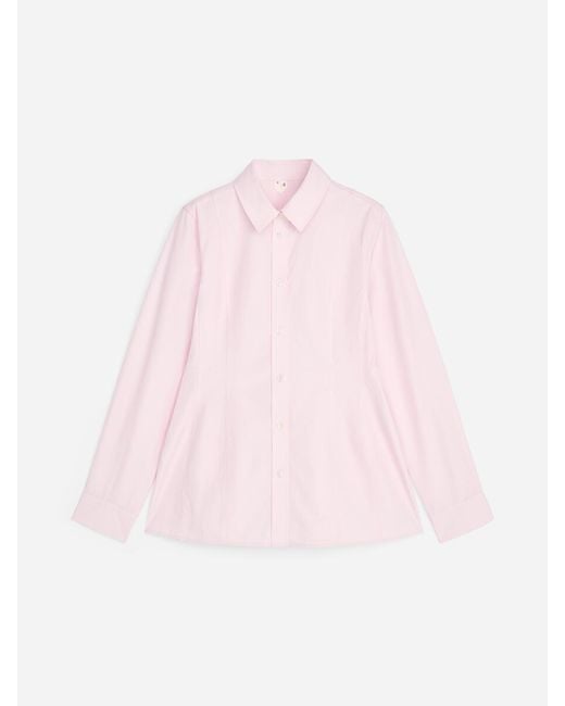 ARKET White Fitted Cotton Poplin Shirt