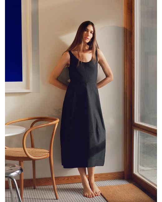 ARKET Black Cocoon Taffeta Dress