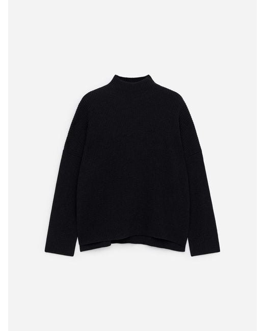 ARKET Black Wool Cotton Funnel-Neck Jumper for men