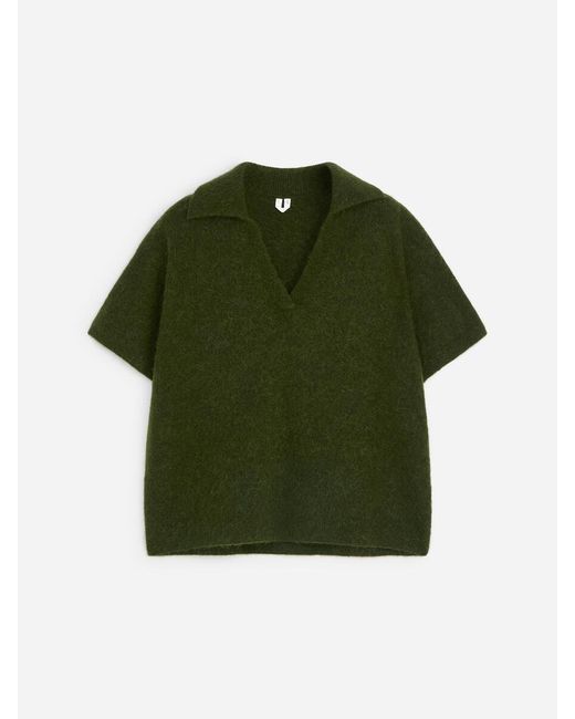 ARKET Green Knitted Polo Jumper