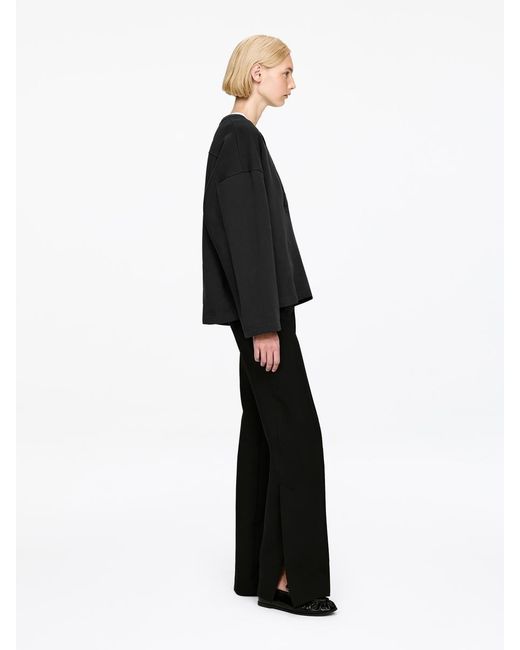 ARKET Black Open-Placket Sweatshirt