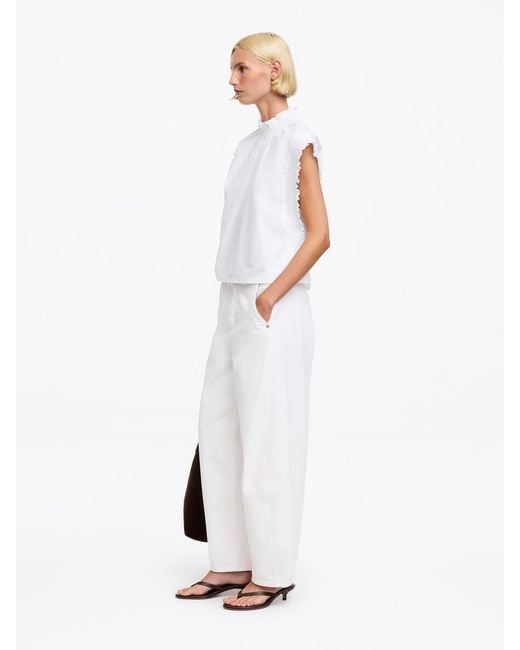 ARKET White Smocked Cotton Poplin Top