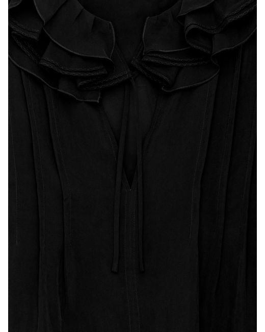 ARKET Black Frill-Collar Blouse