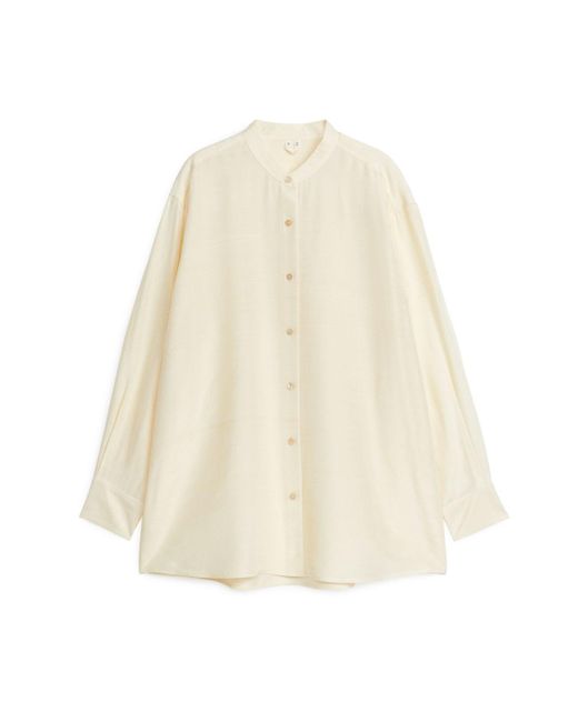 ARKET White Relaxed Raw Silk Blouse