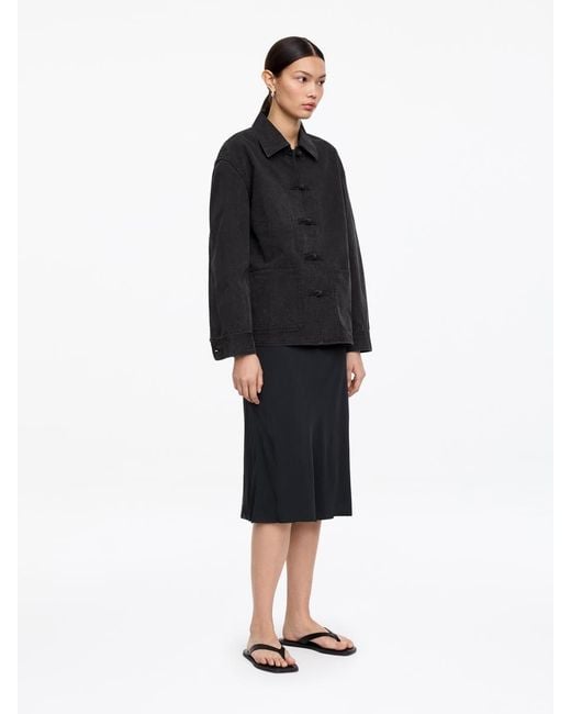 ARKET Black Knot-Button Overshirt