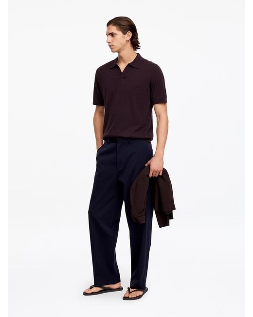 ARKET Red Cotton Linen Polo Shirt for men