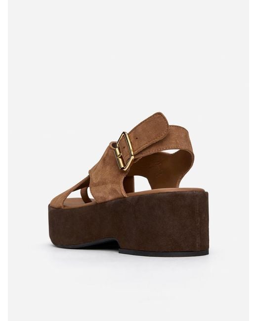 ARKET Brown Suede Wedge Sandals