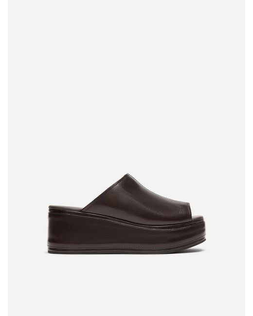 ARKET Black Leather Flatform Sandals