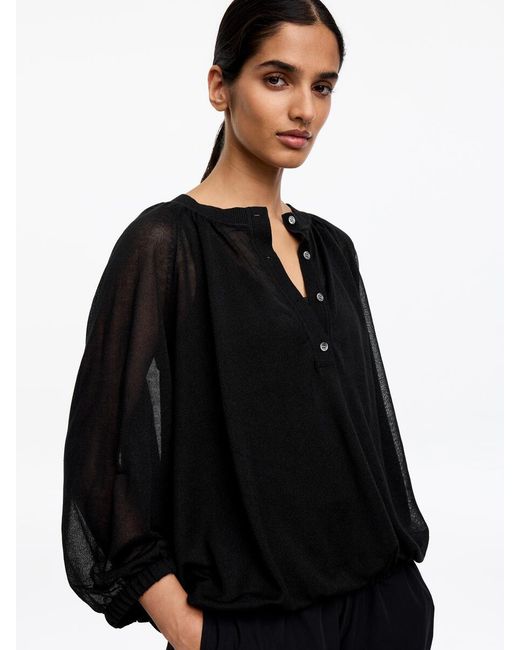 ARKET Black Sheer Knit Top