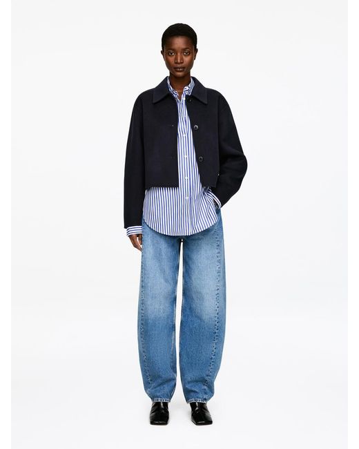 ARKET Blue Doublé Wool-Blend Overshirt