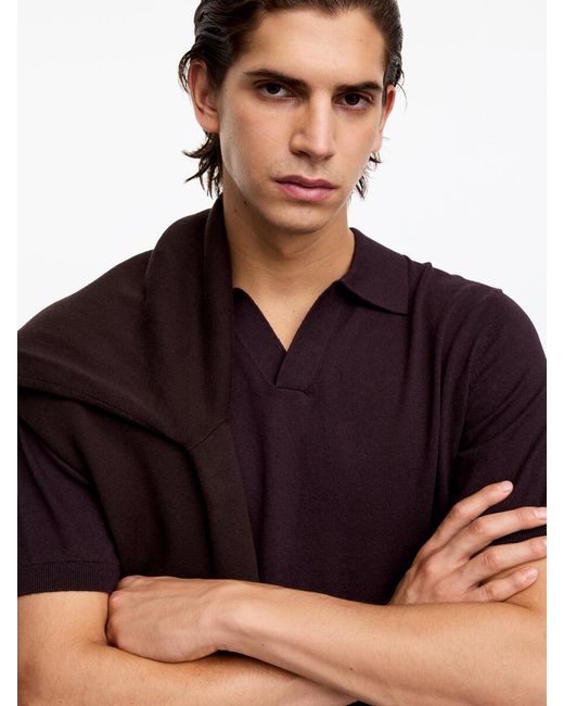ARKET Red Cotton Linen Polo Shirt for men
