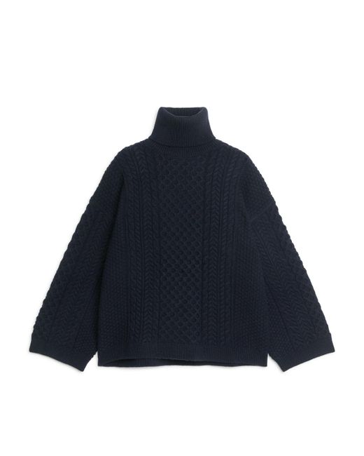 ARKET Blue Cable-knit Wool Jumper