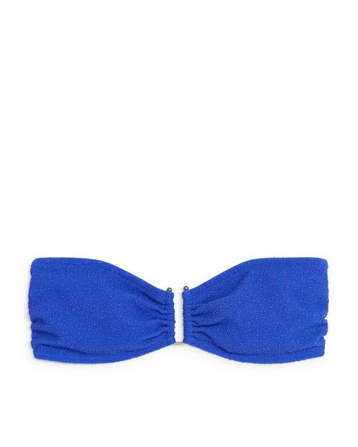 ARKET Blue Textured Bandeau Bikini Top