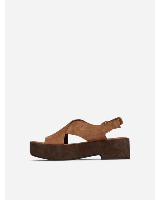 ARKET Brown Suede Wedge Sandals