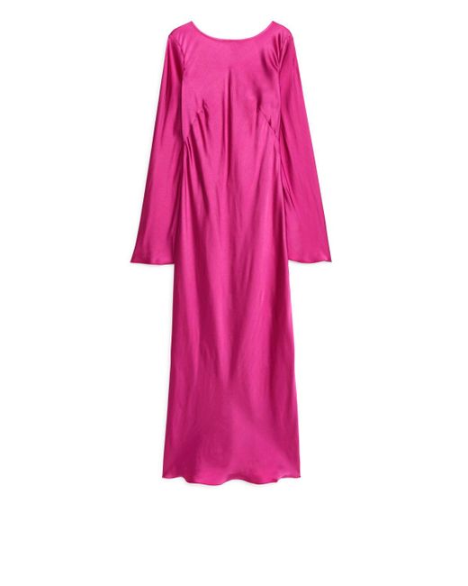 ARKET Pink Bias-cut Midi Dress