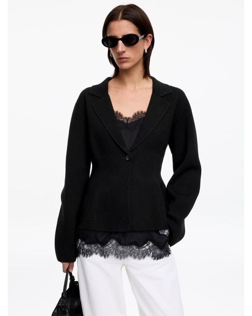 ARKET Black Knitted Wool-Cotton Jacket