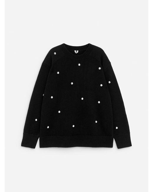 ARKET Black Studded Wool Jumper