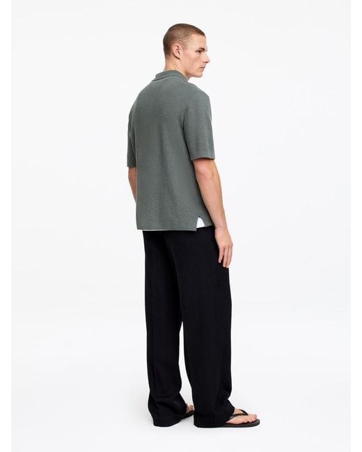 ARKET Gray Cotton Linen Polo Shirt for men