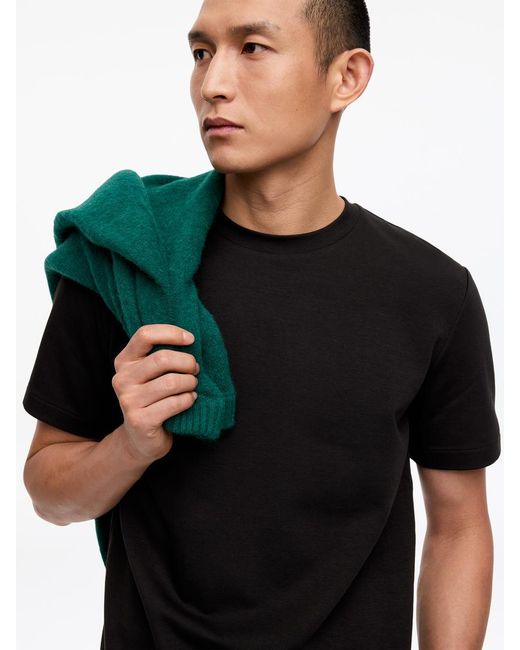 ARKET Black Interlock Regular T-Shirt for men