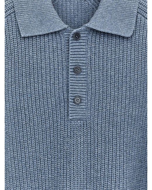 ARKET Blue Chunky Cotton-Blend Polo for men