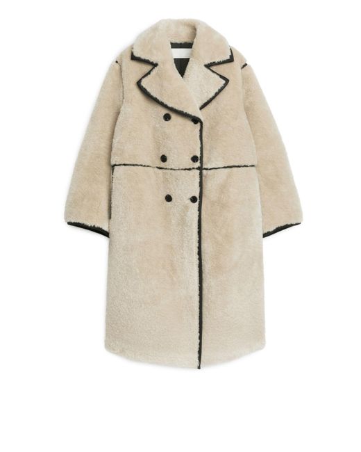 ARKET Natural Faux Fur Coat