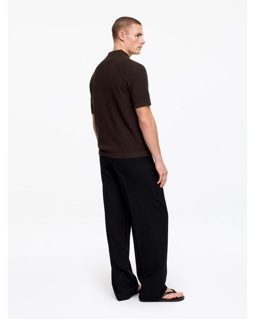 ARKET Black Knitted Cotton Polo Shirt for men
